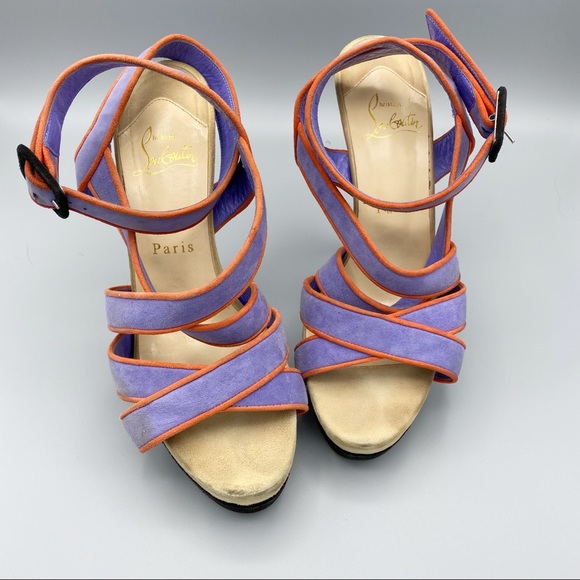 Christian louboutin suede colorblock sandals 36.5 - Picture 2 of 11